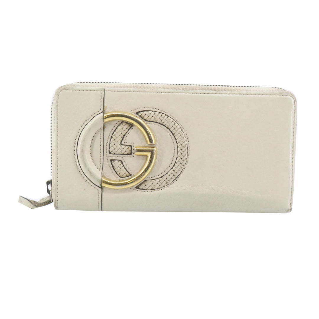 White Interlocking Long Wallet
