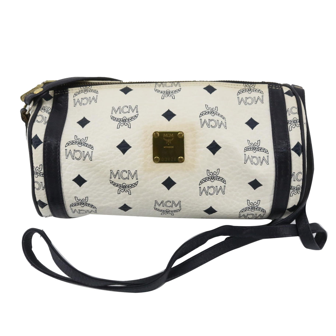 White Visetos Drum-shaped Shoulder bag