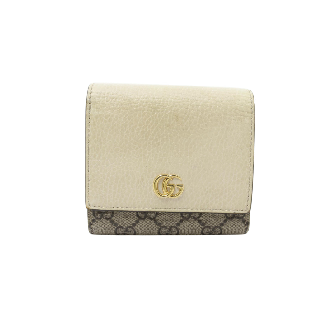 Beige GG Supreme Bi-Fold Wallet