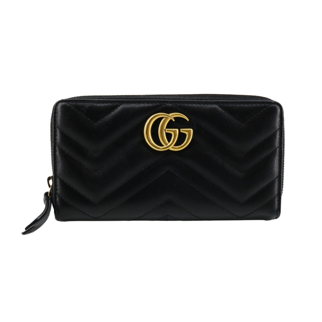 Black Double GG Zippy Wallet