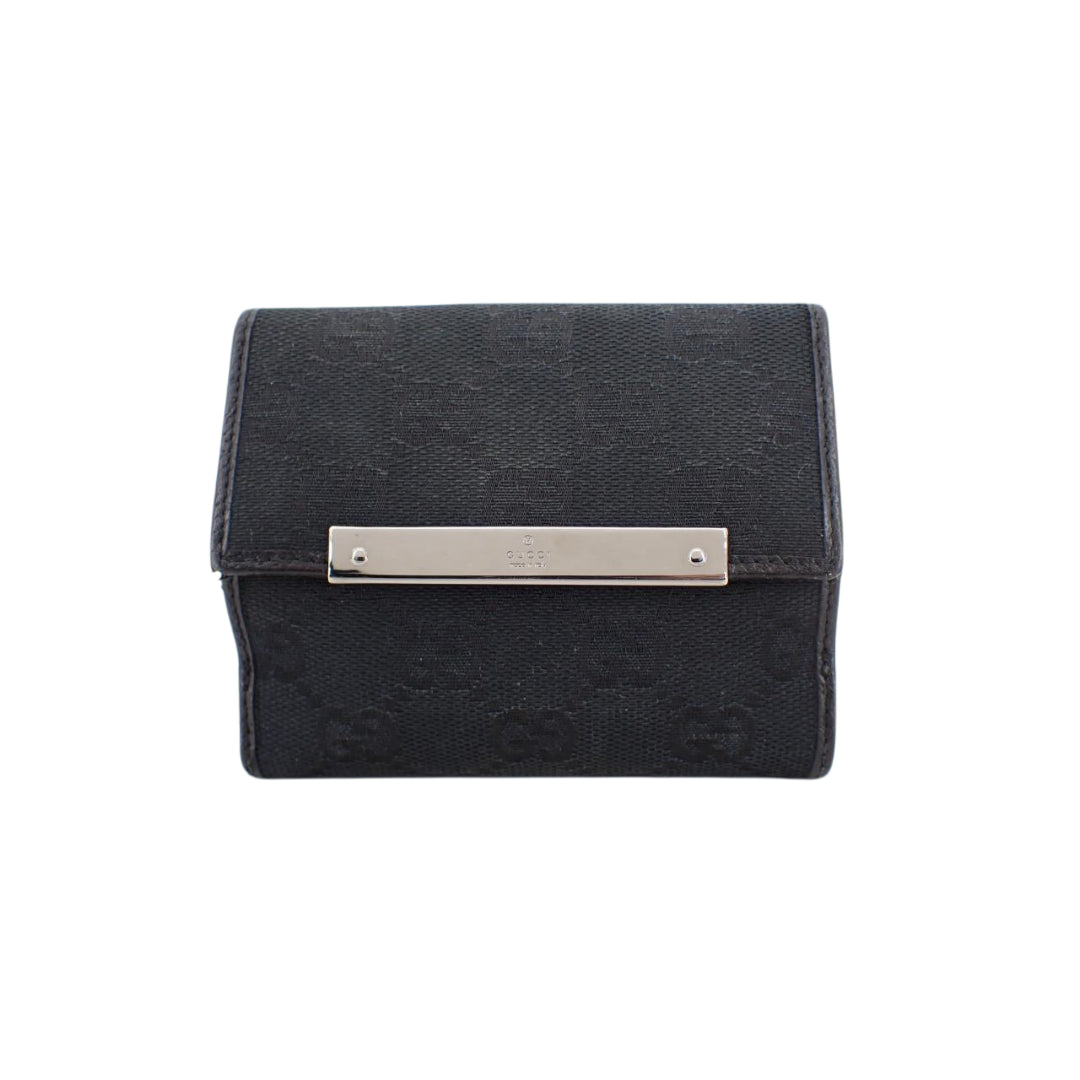 Black GG Canvas Compact Wallet