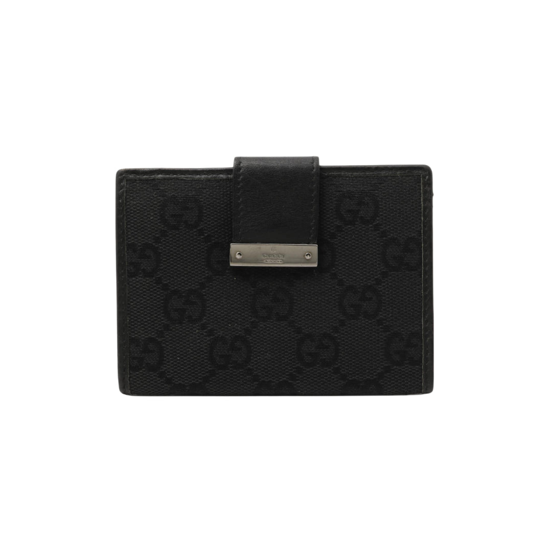 Black GG Canvas Compact Wallet