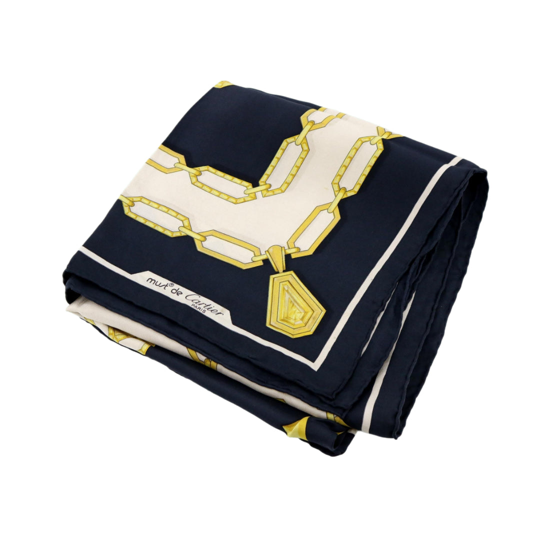 Navy Blue Silk Scarf