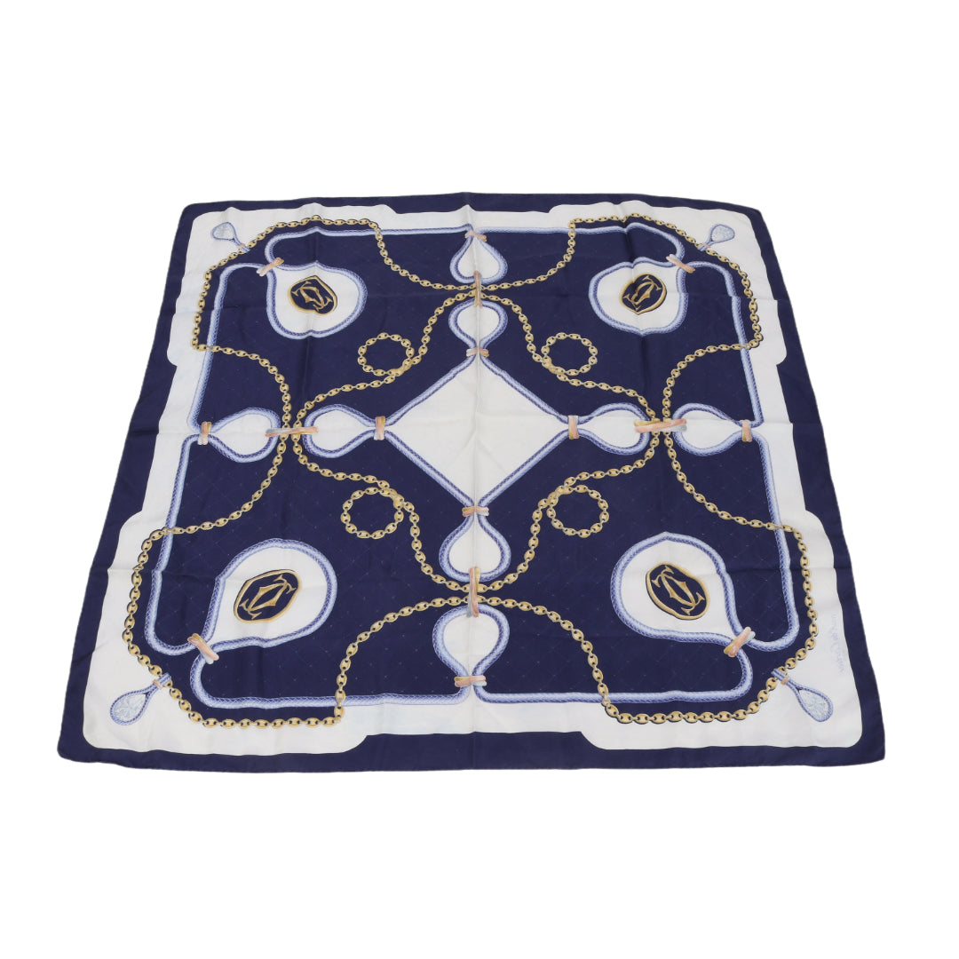 Navy Blue Silk Scarf