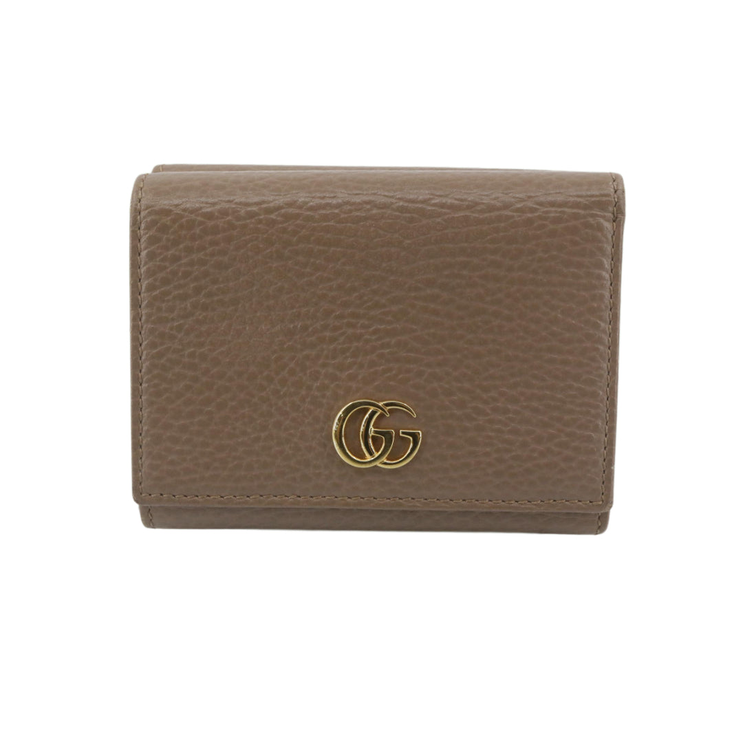 Beige Double GG Tri-Fold Wallet
