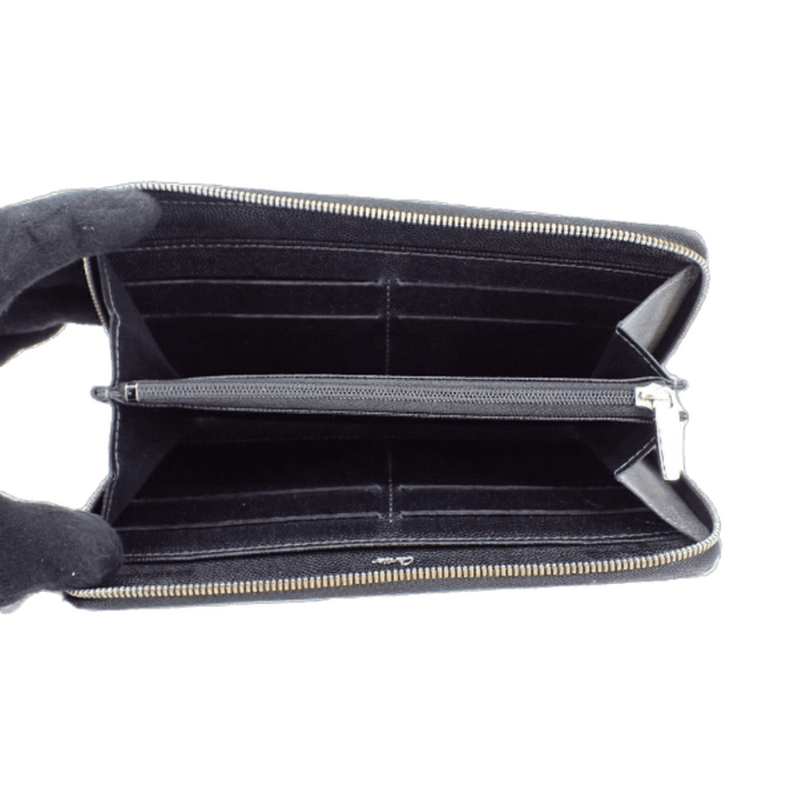 Black Leather Long Wallet