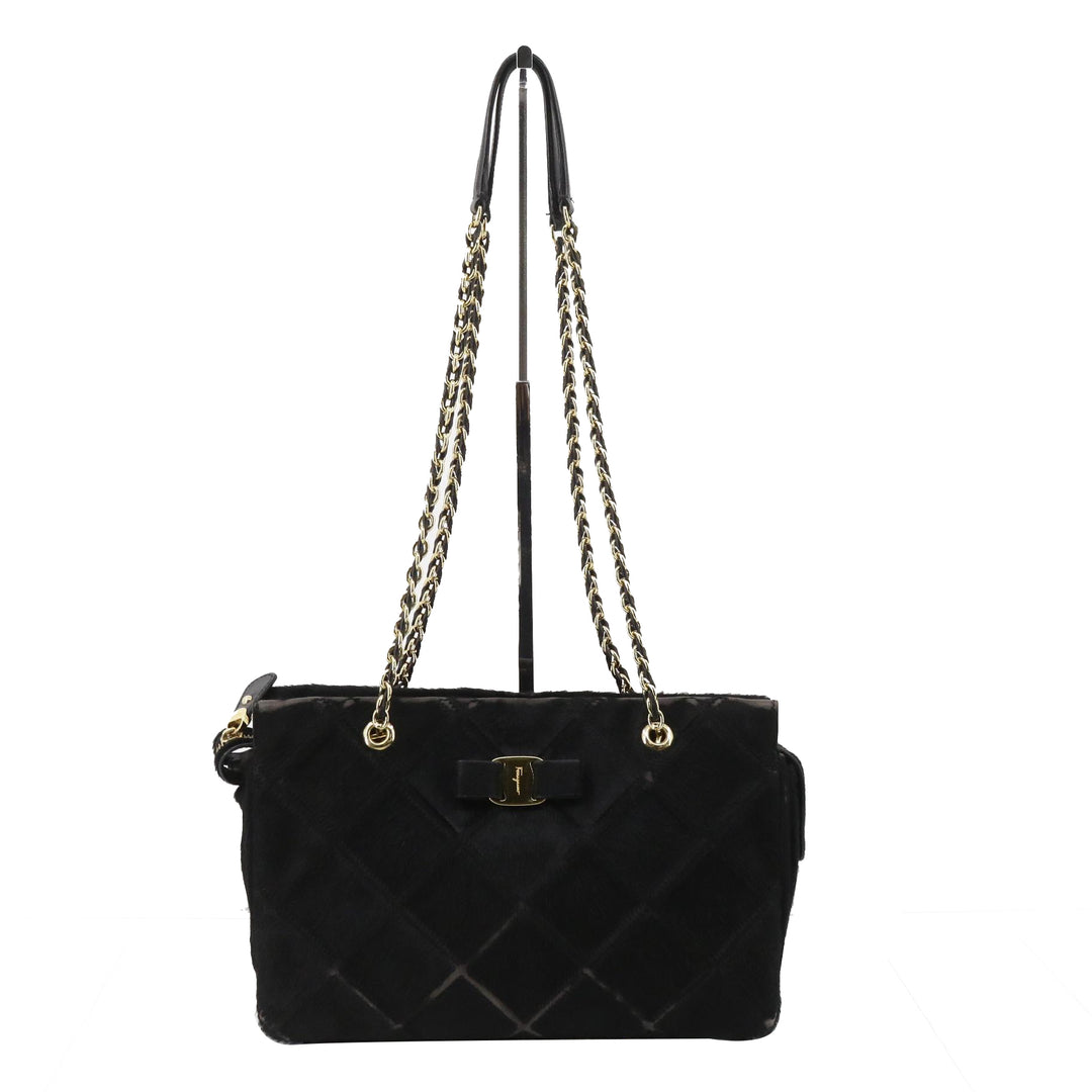 Black Vara Leather Tote Bag