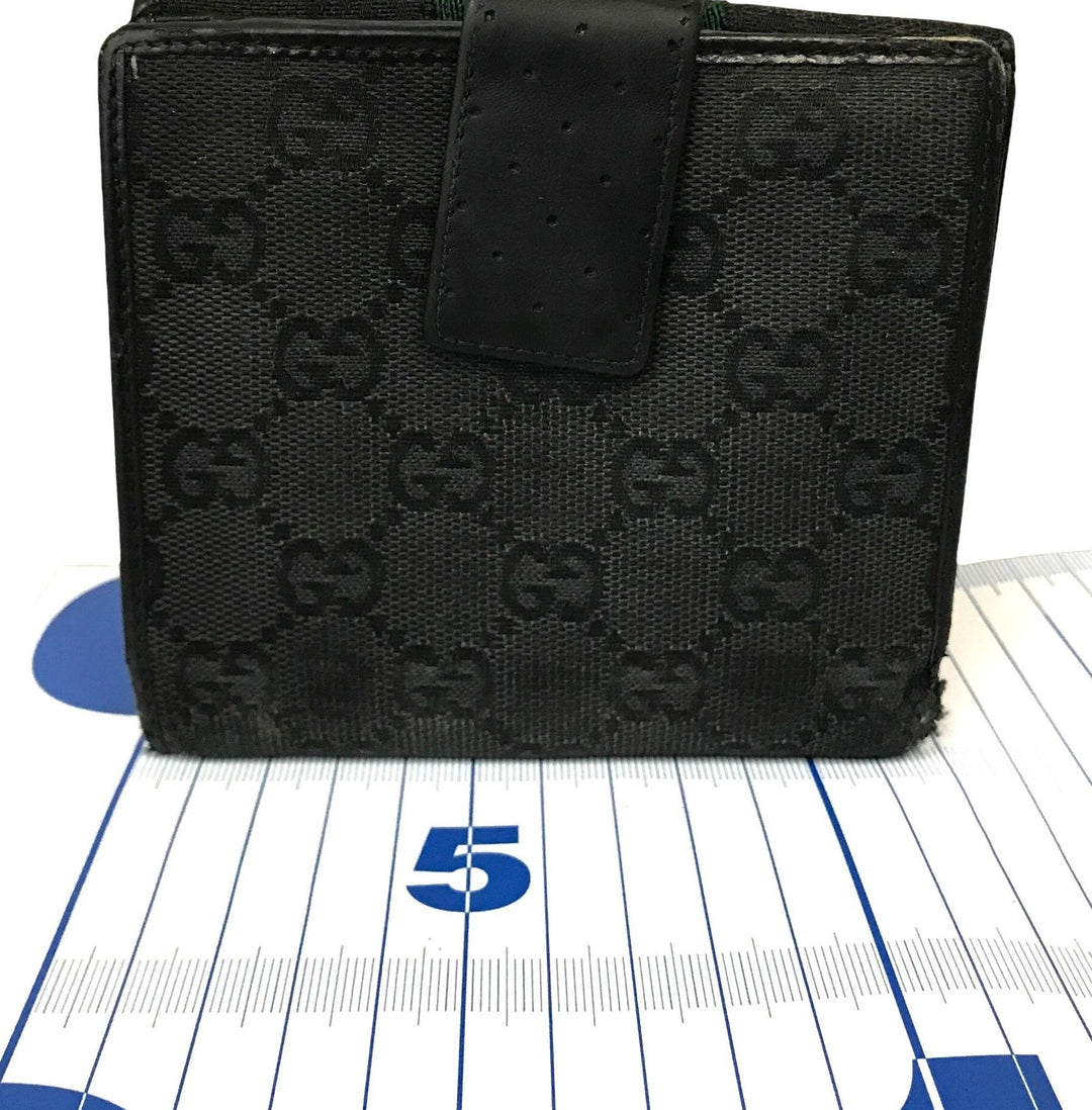 Black GG Canvas Compact Wallet