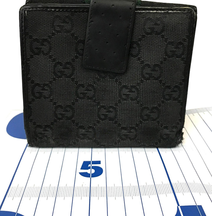 Black GG Canvas Compact Wallet