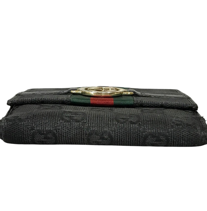 Black GG Canvas Compact Wallet