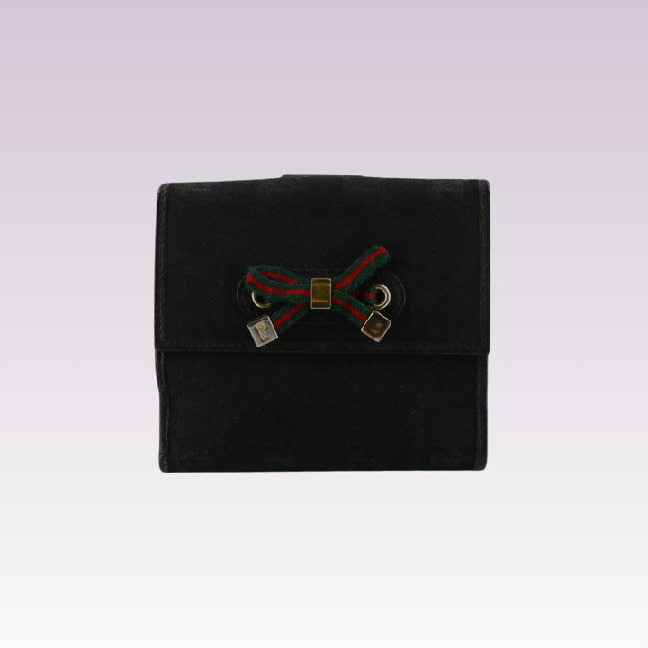 Black GG Canvas Compact Wallet
