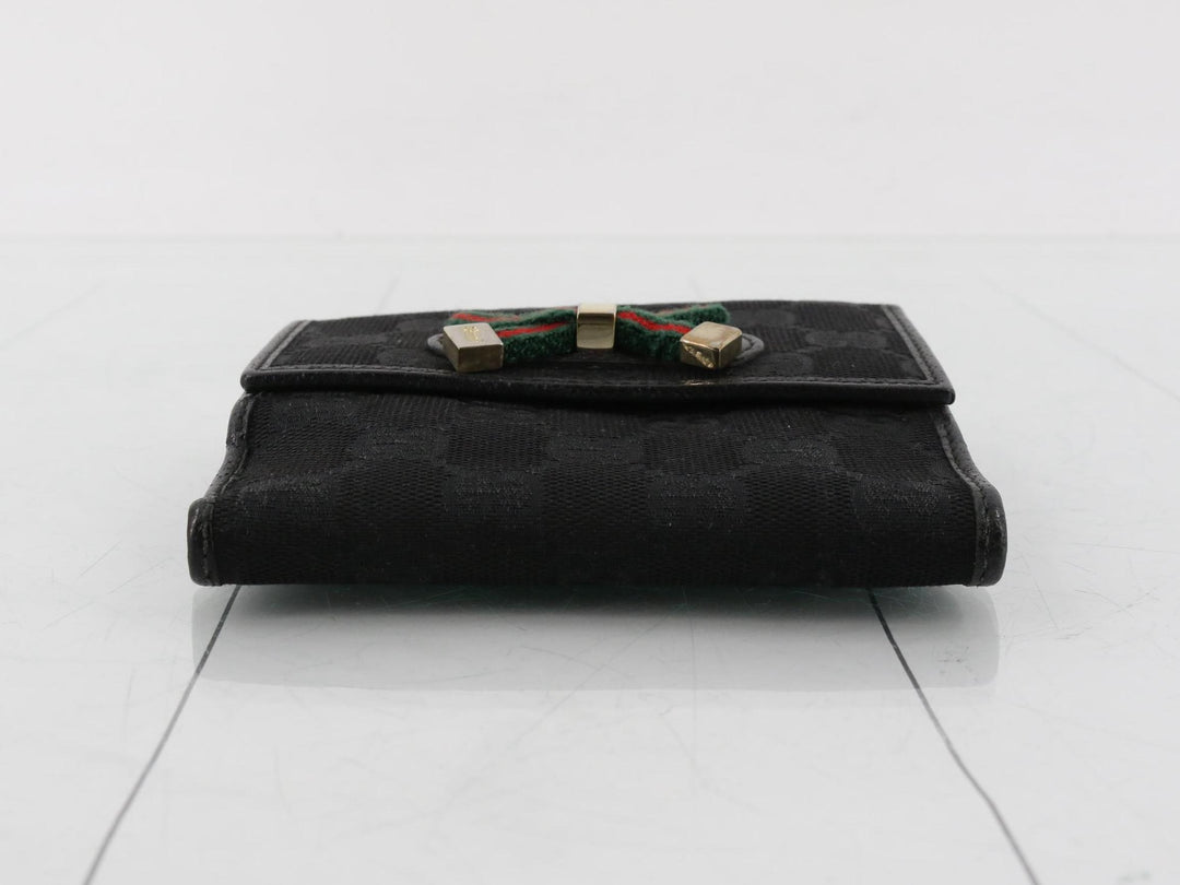 Black GG Canvas Compact Wallet