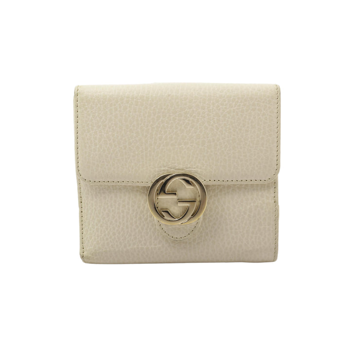 Beige Interlocking Compact Wallet