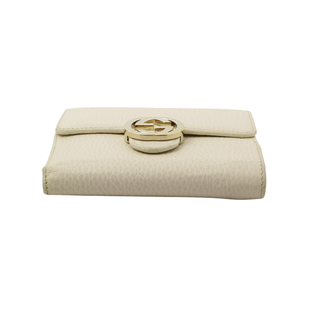 Beige Interlocking Compact Wallet