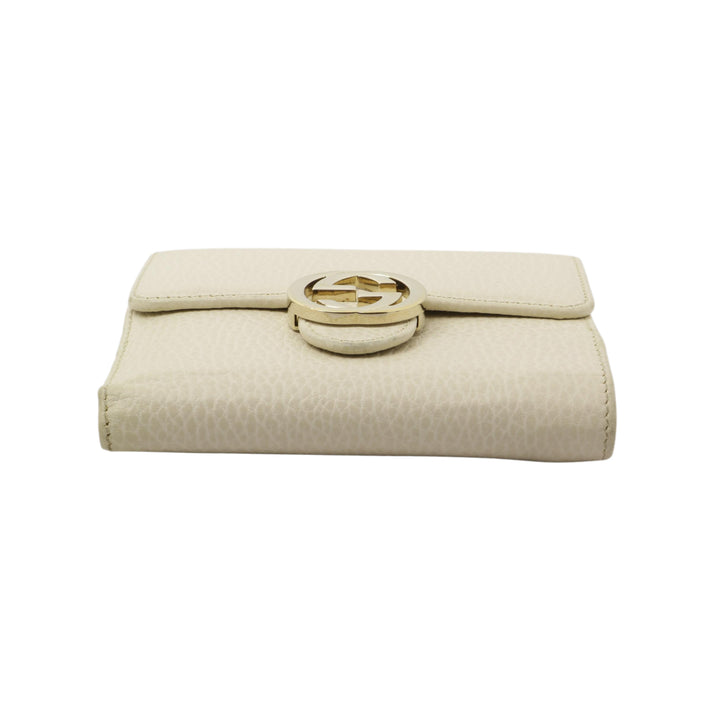 Beige Interlocking Compact Wallet
