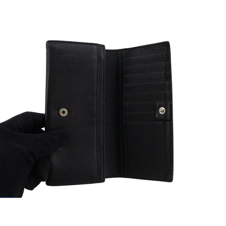 Black Double GG Long Wallet