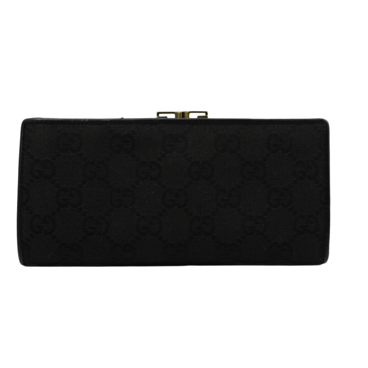 Black GG Canvas Long Wallet