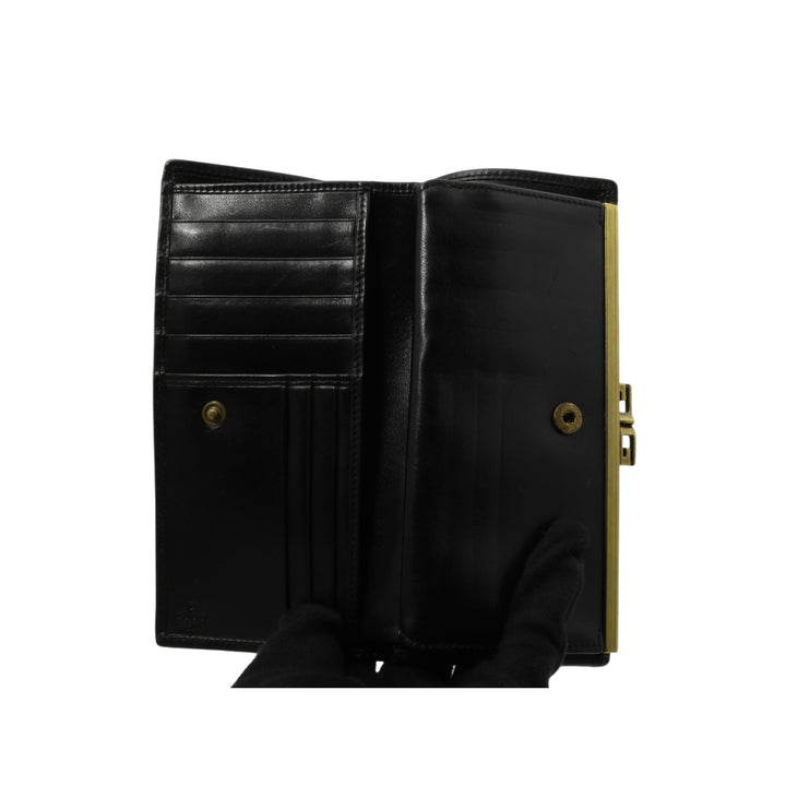 Black GG Canvas Long Wallet