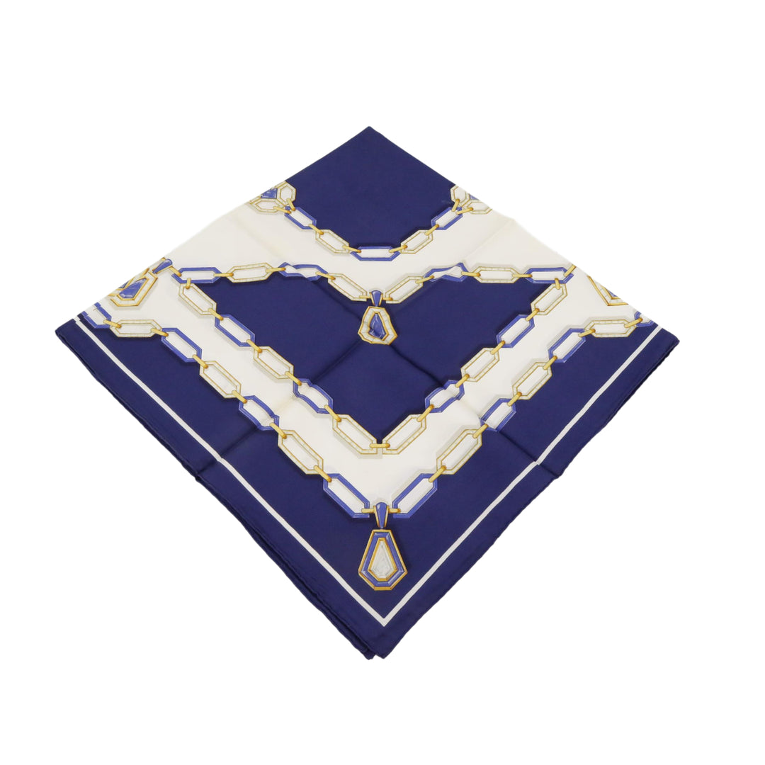 Navy Blue Silk Scarf