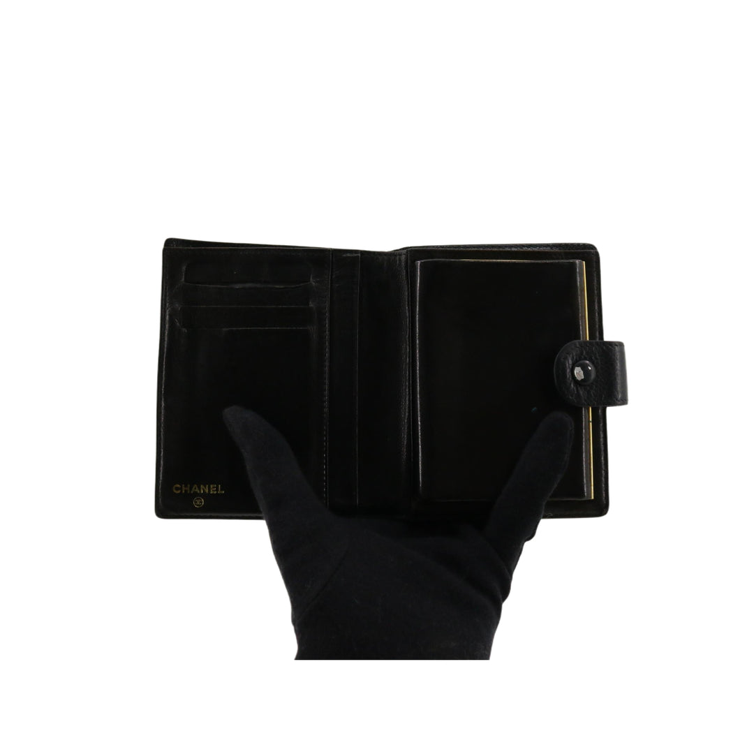 Navy Blue Caviar Compact Wallet