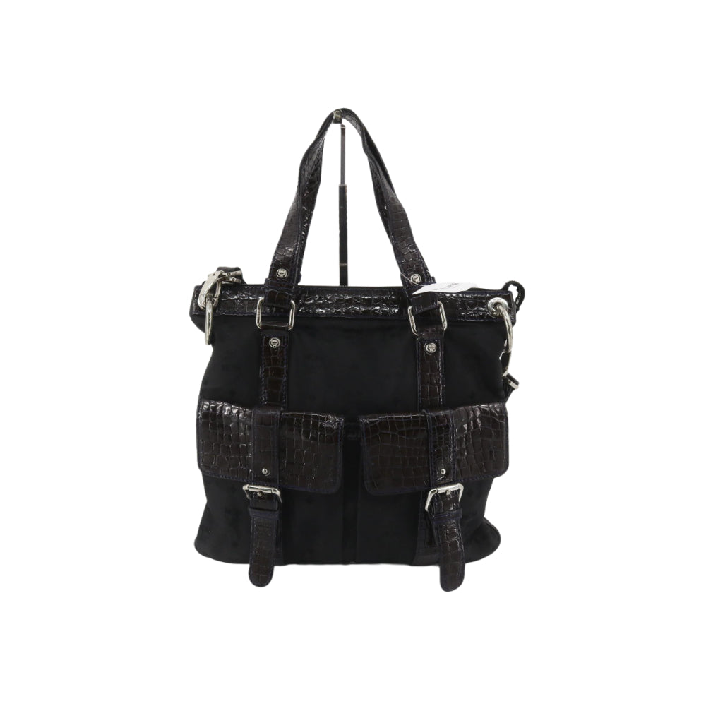 Black Visetos 2 Way Shoulder Bag