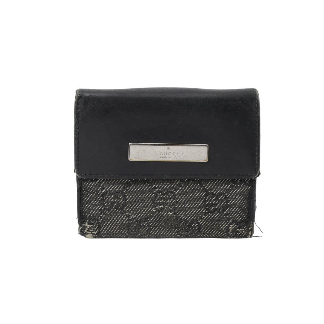 Black GG Canvas Compact Wallet