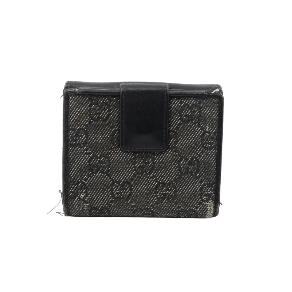 Black GG Canvas Compact Wallet