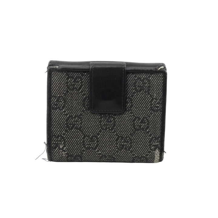 Black GG Canvas Compact Wallet