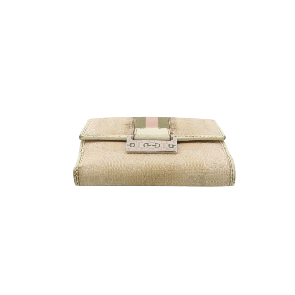 Beige GG Canvas Compact Wallet