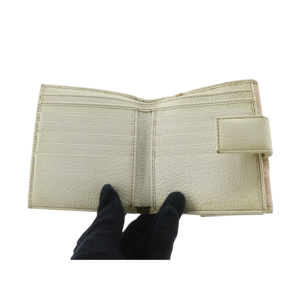 Beige GG Canvas Compact Wallet