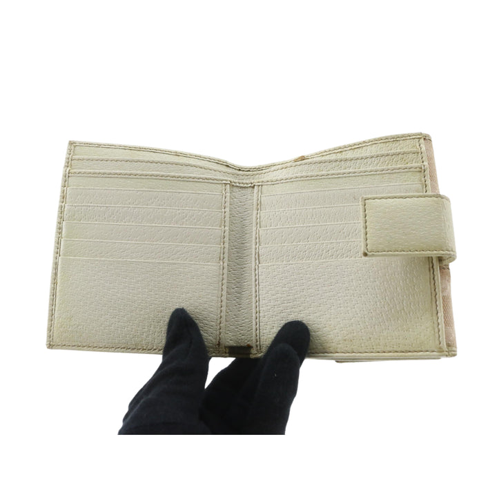 Beige GG Canvas Compact Wallet