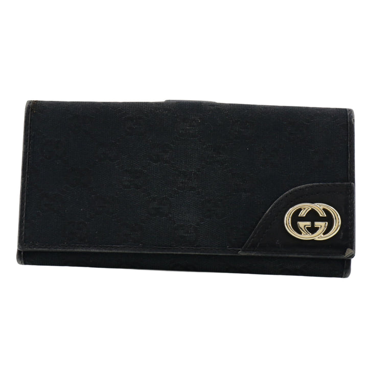 Black GG Canvas Long Wallet