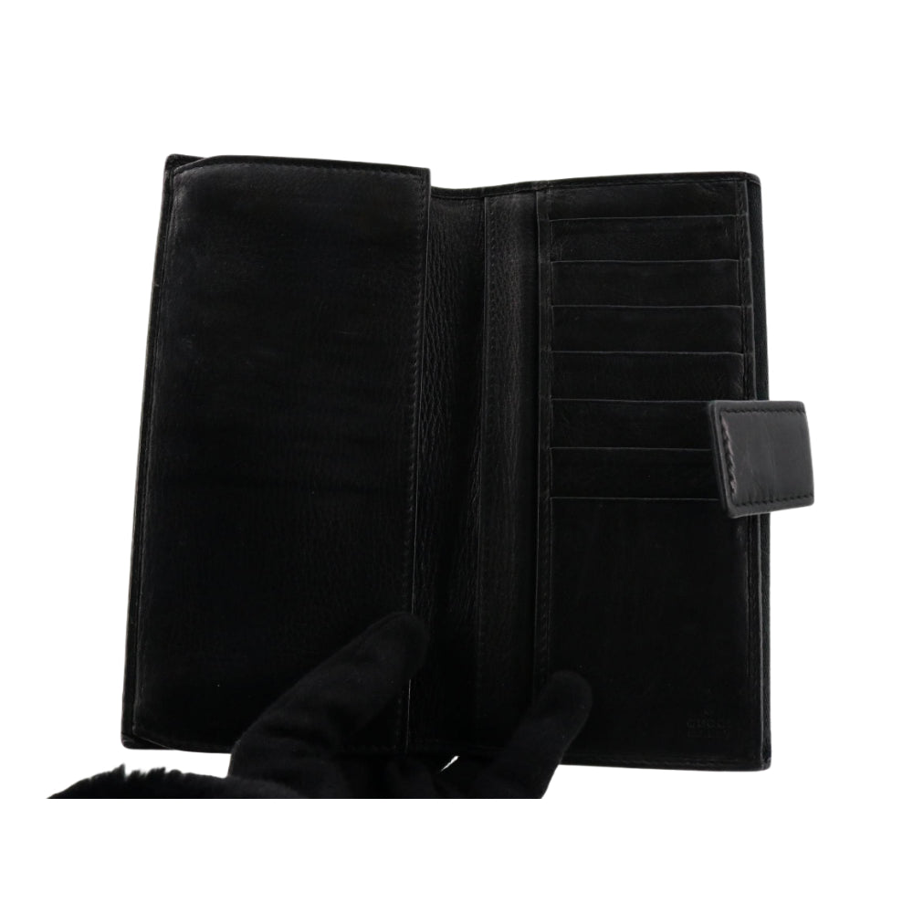 Black GG Canvas Long Wallet