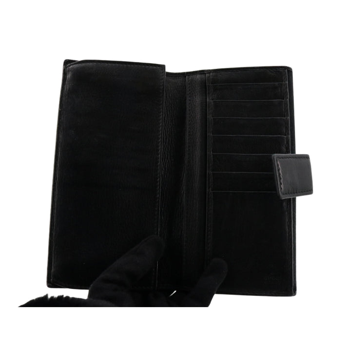 Black GG Canvas Long Wallet