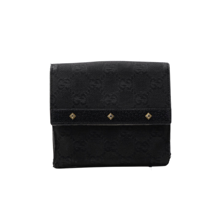 Black GG Canvas Compact Wallet
