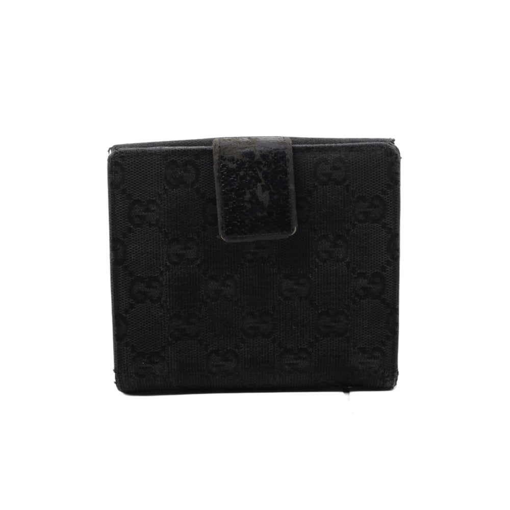 Black GG Canvas Compact Wallet