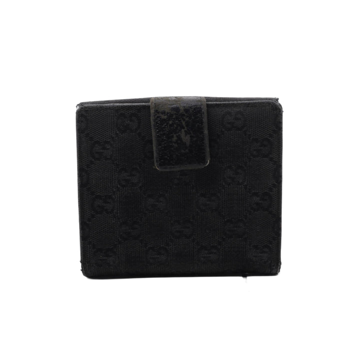Black GG Canvas Compact Wallet