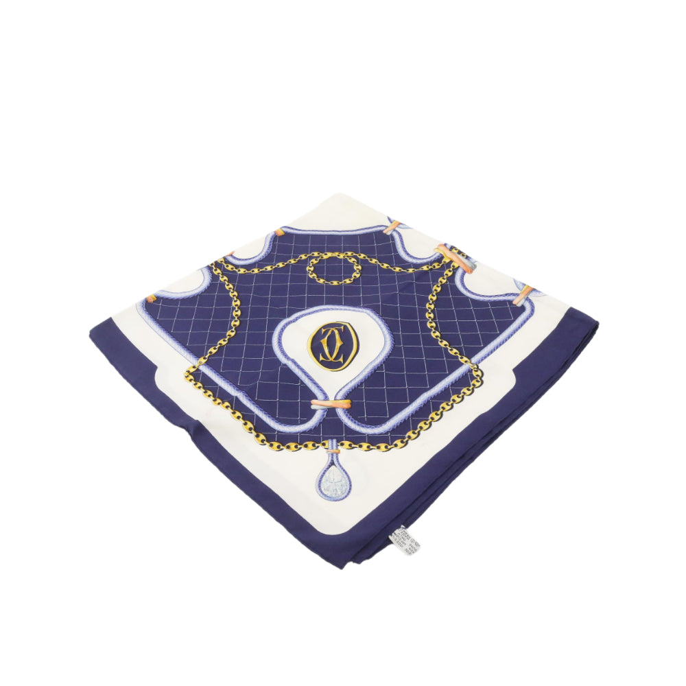 Navy Blue Silk Scarf