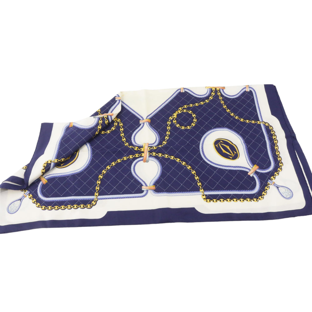 Navy Blue Silk Scarf