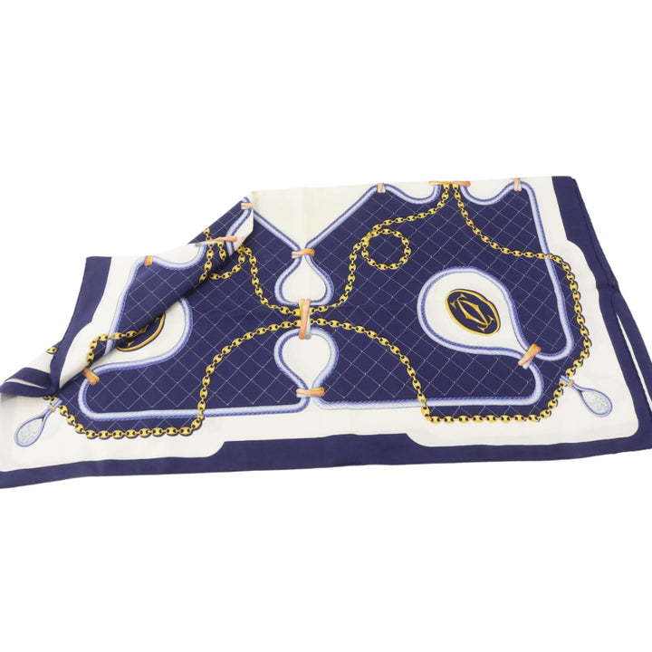 Navy Blue Silk Scarf