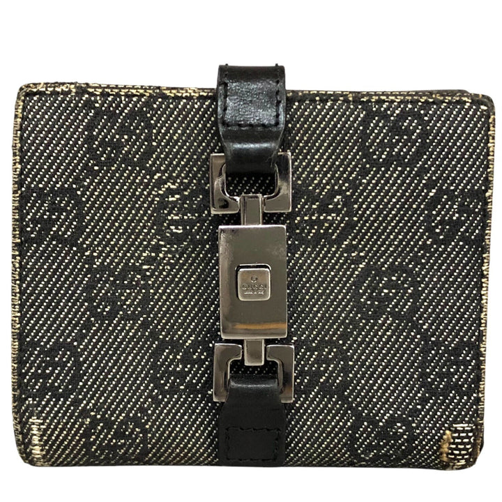 Black GG Canvas Compact Wallet