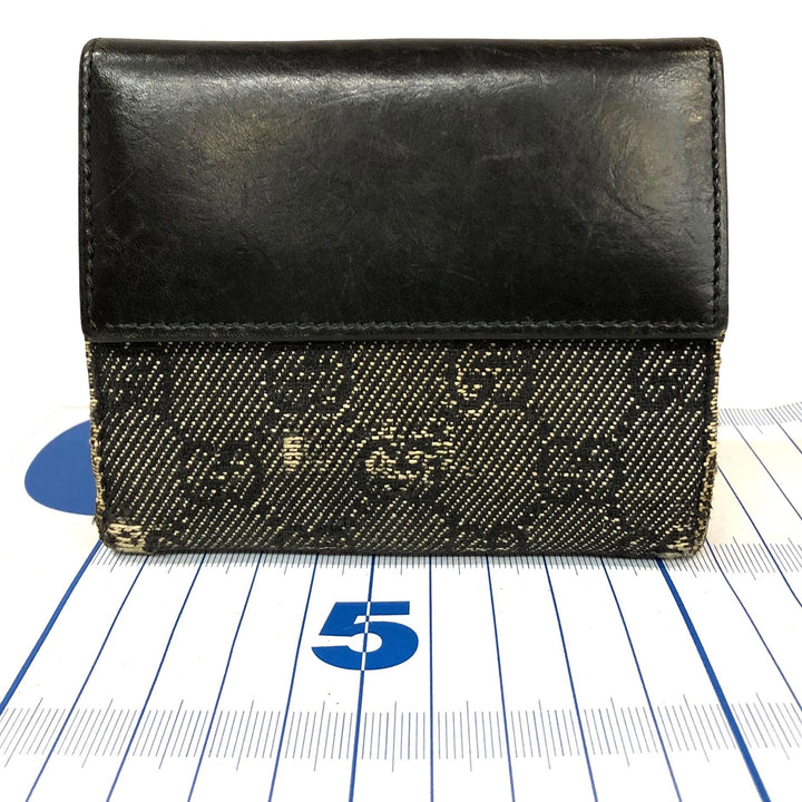 Black GG Canvas Compact Wallet