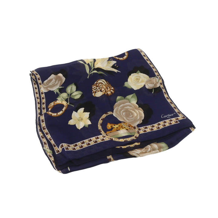 Navy Blue Silk Scarf