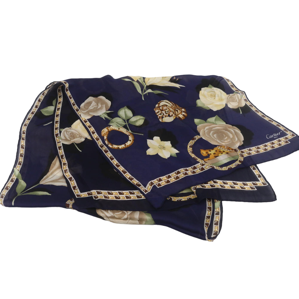 Navy Blue Silk Scarf