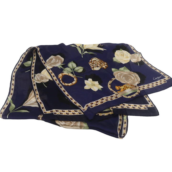 Navy Blue Silk Scarf