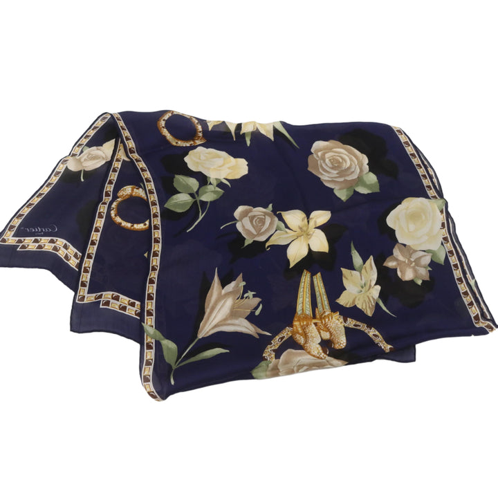 Navy Blue Silk Scarf