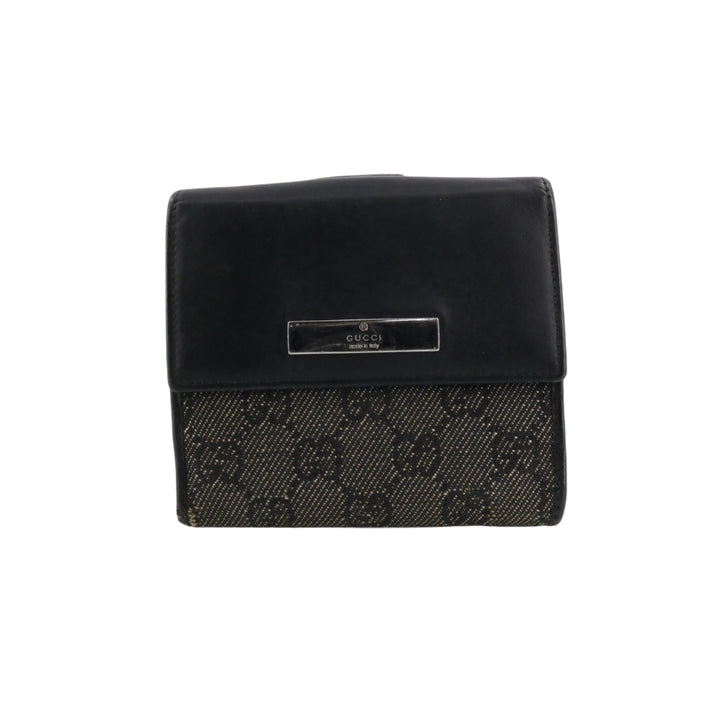 Black GG Canvas Compact Wallet
