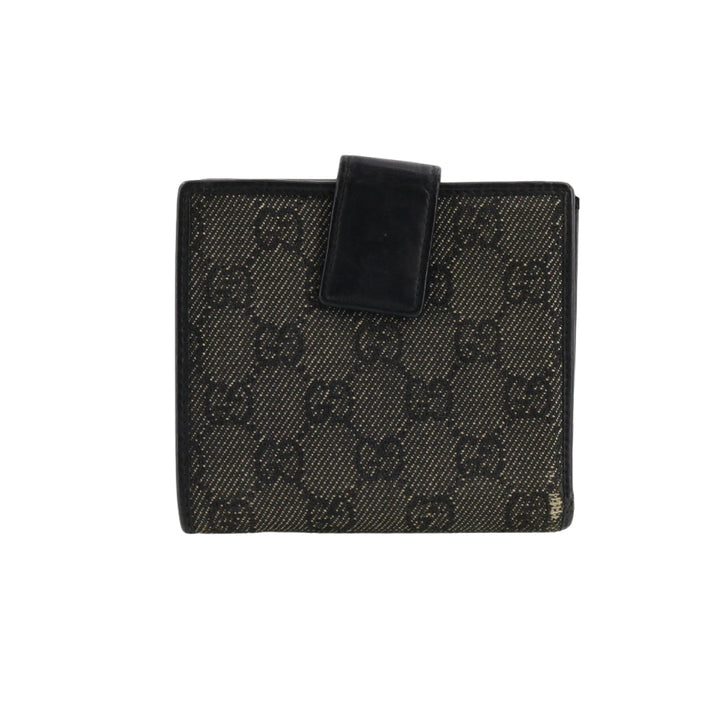 Black GG Canvas Compact Wallet