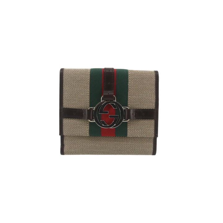 Beige Shelly Line Compact Wallet