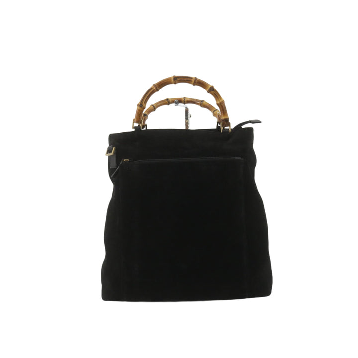 Black Bamboo Handbag with Strap